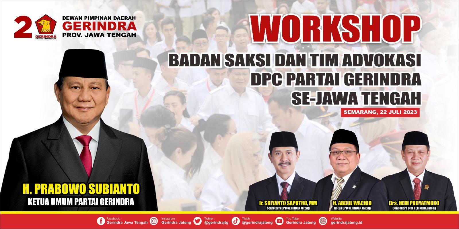 Hadapi Pemilu 2024,  DPD Gerindra Jawa Tengah gelar Workshop Badan Saksi dan Tim Advokasi se-Jawa Tengah 