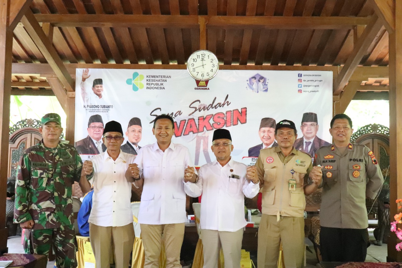Gerindra Grobogan Menyelenggarakan Vaksinasi dan Pembagian Makanan Penambah Gizi